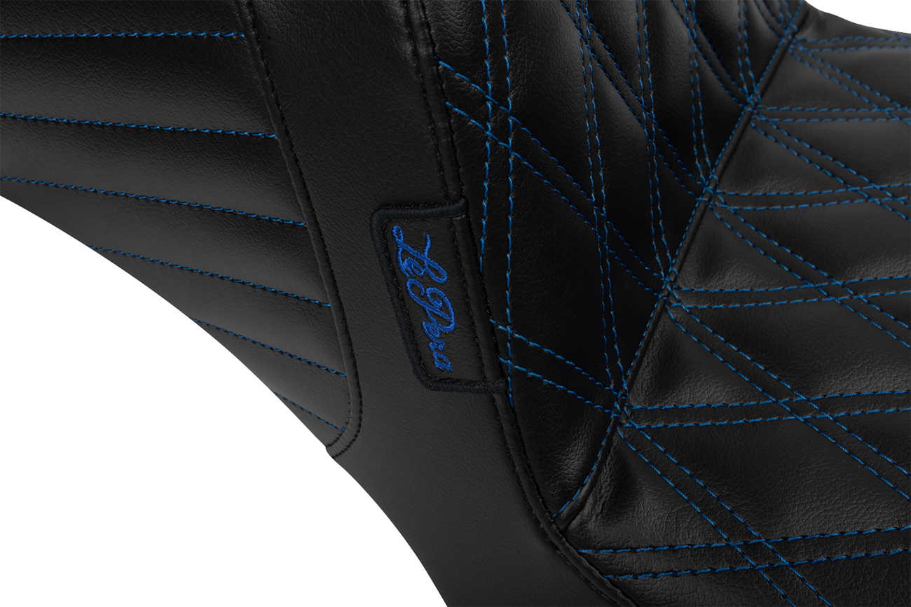 LE PERA Tailwhip Daddy Long Legs Seat - Blue Double Diamond Stitch - FLH/FLT '23-'25 LV-587DLDD-BE01