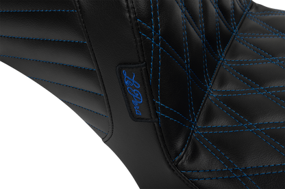LE PERA Tailwhip Daddy Long Legs Seat - Blue Double Diamond Stitch - FLH/FLT '23-'25 LV-587DLDD-BE01