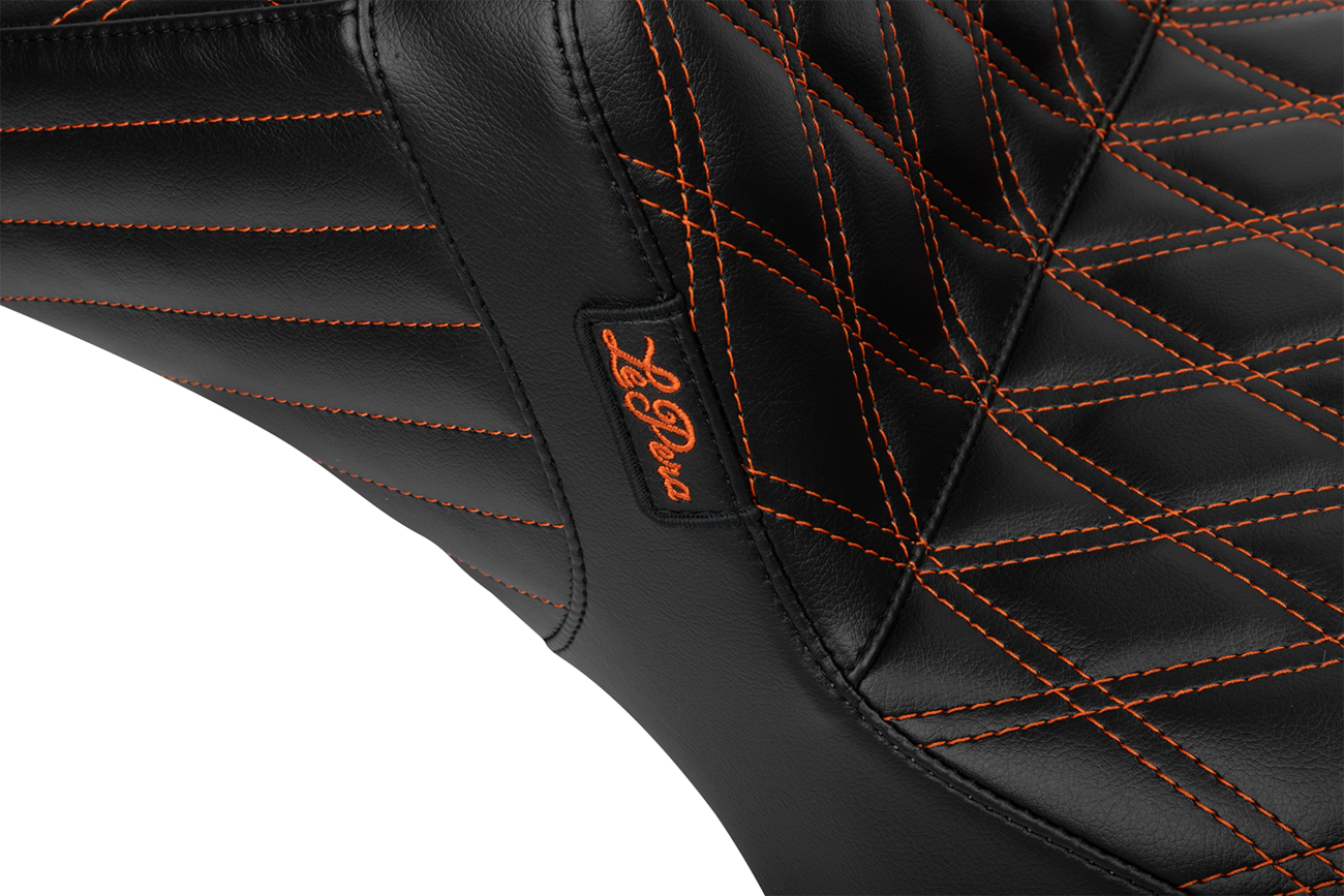 LE PERA Tailwhip Daddy Long Legs Seat - Burnt Orange Double Diamond Stitch - FLH/FLT '23-'25 LV-587DLDD-OB4