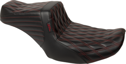 LE PERA Tailwhip Seat - Red Double Diamond Stitch - FLH/FLT '23-'25 LV-587DD-R01