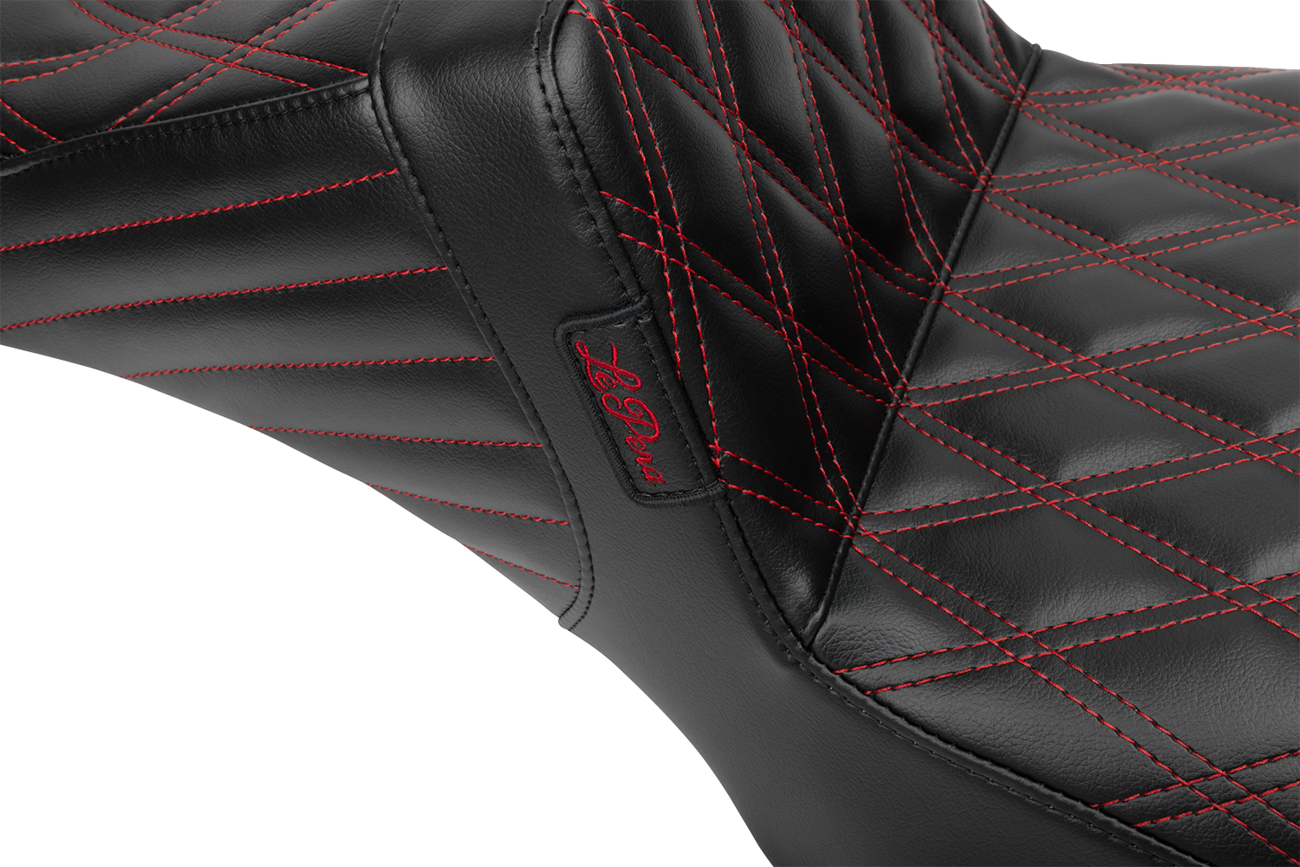 LE PERA Tailwhip Daddy Long Legs Seat - Red Double Diamond Stitch - FLH/FLT '23-'25 LV-587DLDD-R01