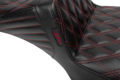 LE PERA Tailwhip Daddy Long Legs Seat - Red Double Diamond Stitch - FLH/FLT '23-'25 LV-587DLDD-R01