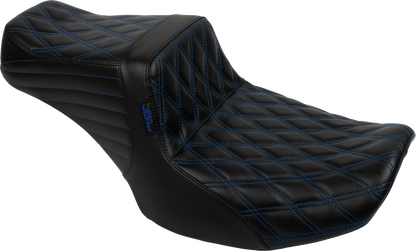 LE PERA Tailwhip Seat - Blue Double Diamond Stitch - FLH/FLT -'23-'25 LV-587DD-BE01