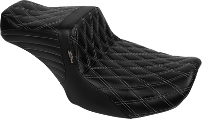 LE PERA Tailwhip Seat - Bright Gray Double Diamond Stitch - FLH/FLT '23-'25 LV-587DD-GY01
