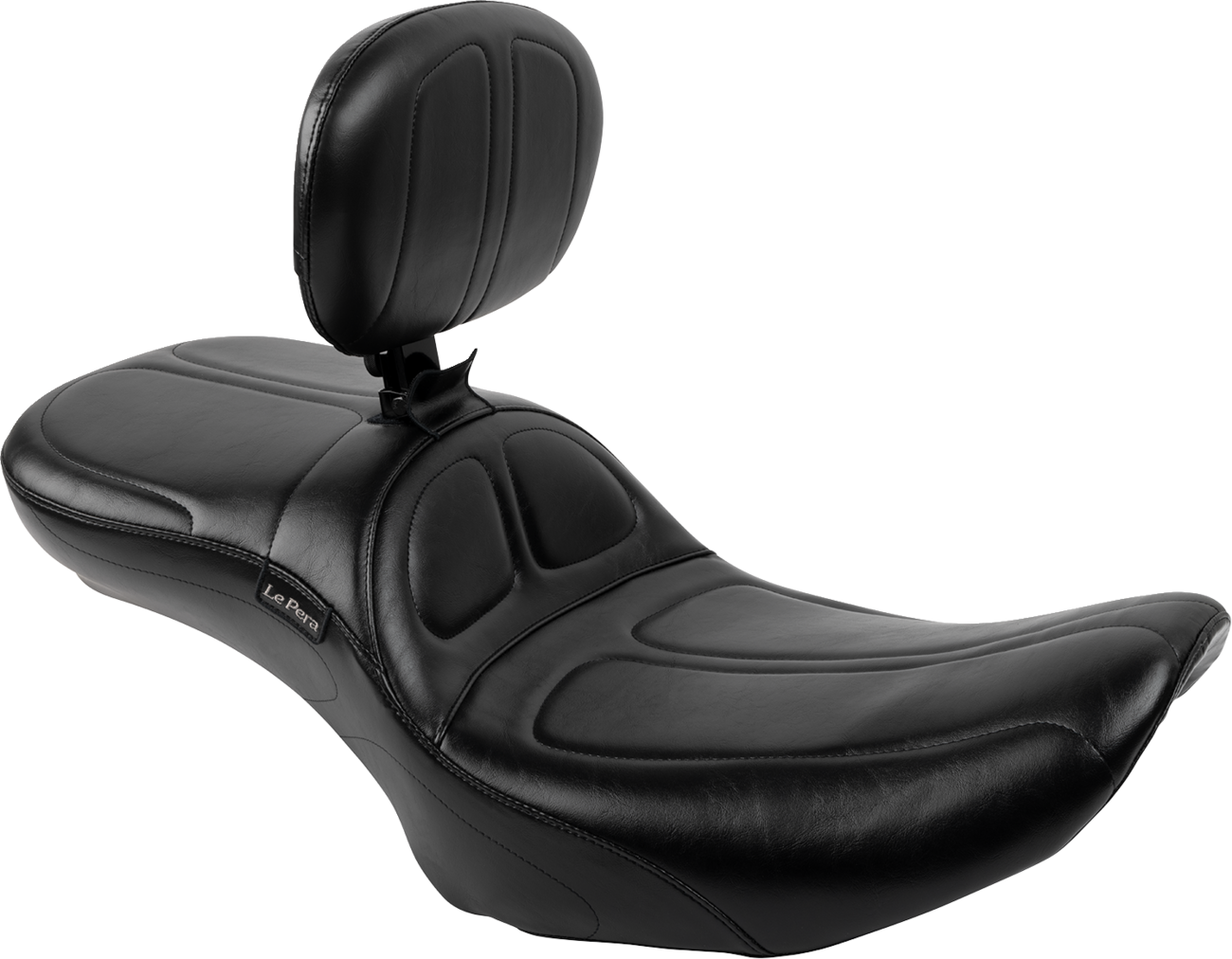 LE PERA Maverick Daddy Long Legs Seat - With Backrest - Black - FLH/FLT '23-'25 LV-957DLBR