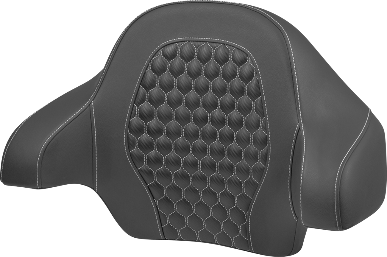 SADDLEMEN Tour Pack Backrest Pad - Honeycomb - White Stitching - FLH/FLT '14-'24 814-07-15106