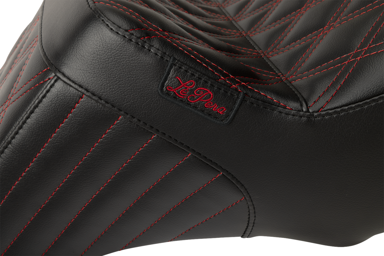LE PERA Tailwhip Seat - Red Double Diamond Stitch - FLH/FLT '23-'25 LV-587DD-R01
