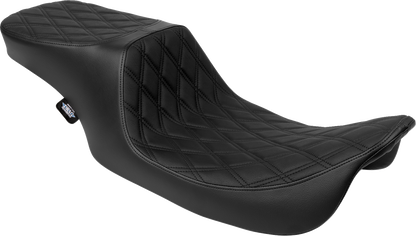 DRAG SPECIALTIES SEATS Predator 2-Up Seat - Vinyl - Double Diamond - Black Stitching- w/o Backrest - FL '97-'07 4695B
