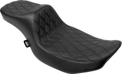 DRAG SPECIALTIES SEATS Extended Reach Predator III Seat - Double Diamond - Black Stitching - Vinyl - FLH/FLT '23-'24 4705B