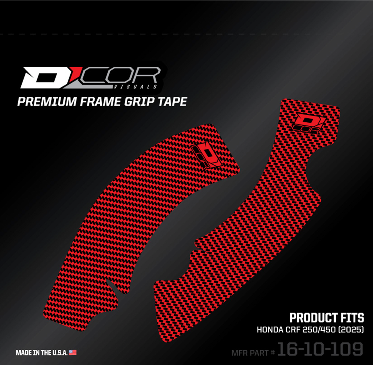 D'COR VISUALS Frame Grip Tape - Red - Honda - CRF 250/450 R 16-10-109