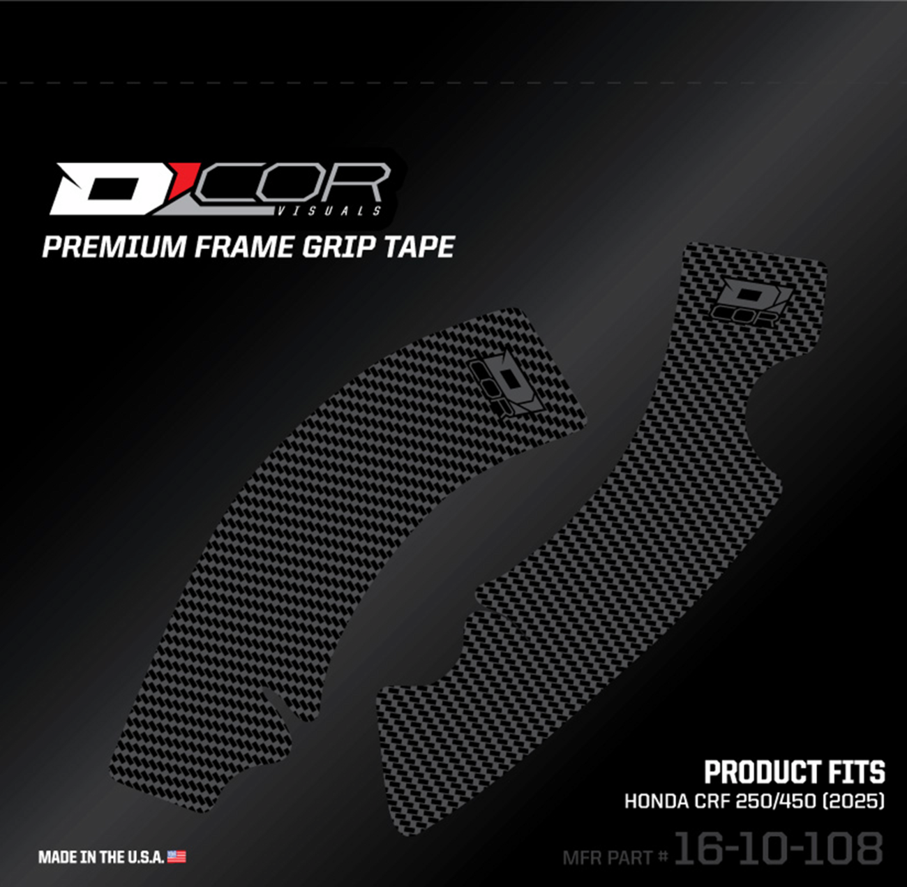 D'COR VISUALS Frame Grip Tape - Gray - Honda - CRF 250/450 R 16-10-108