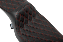 DRAG SPECIALTIES SEATS Extended Reach Predator III Seat - Double Diamond - Red Stitching - Vinyl - FLH/FLT '23-'24 4705D