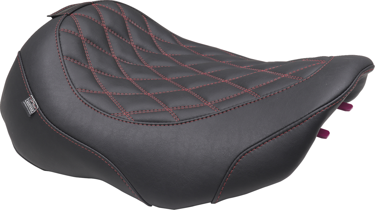 MUSTANG Wide Tripper™ Seat - Solo - Dark Cherry Stitching - FLT/FLH '23-'25 89503DC