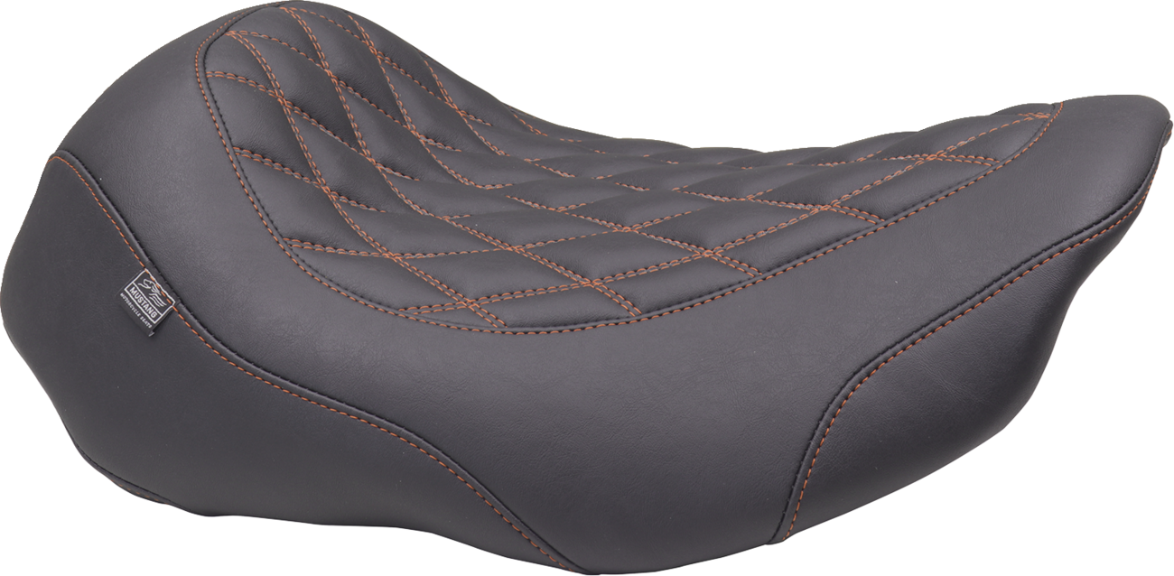 MUSTANG Wide Tripper™ Seat - Solo - Mandarin Orange Stitching - FLT/FLH '23-'25 88503MO