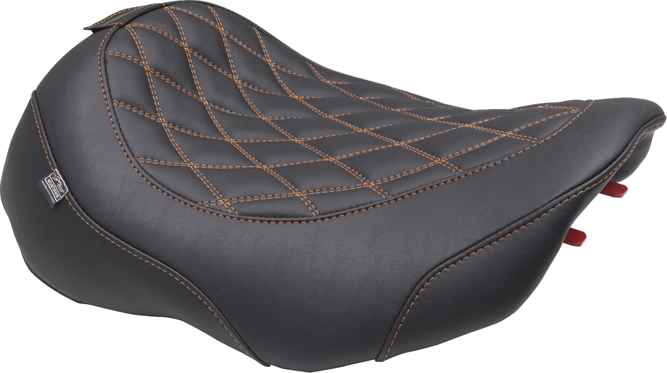 MUSTANG Wide Tripper™ Seat - Solo - Mandarin Orange Stitching - FLT/FLH '23-'25 89503MO