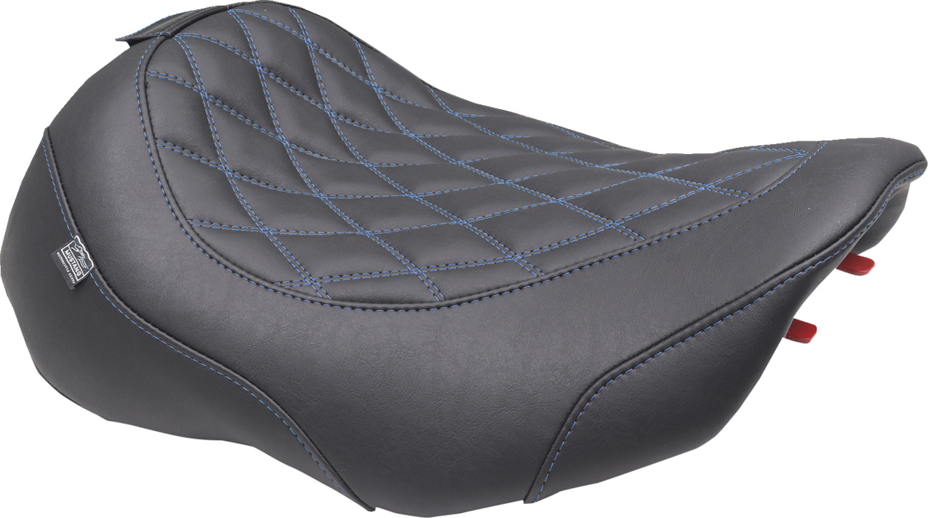 MUSTANG Wide Tripper™ Seat - Solo - Sky Blue Stitching - FLT/FLH '23-'25 89503SB