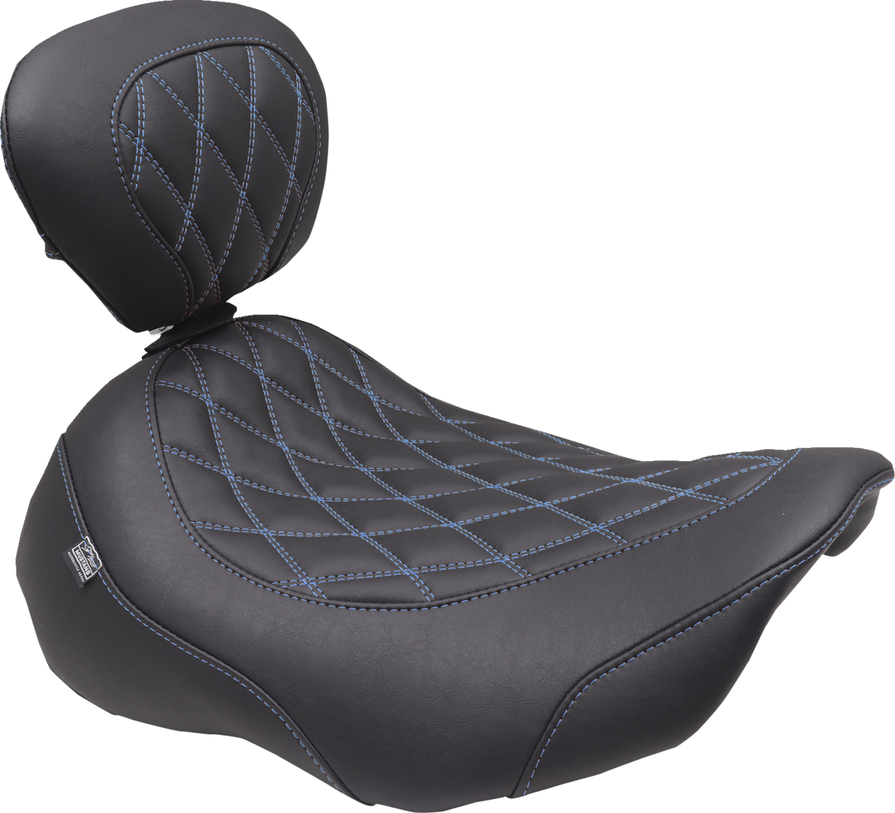 MUSTANG Wide Tripper™ Seat - Solo - Sky Blue Stitching - FLT/FLH '23-'25 89503SB