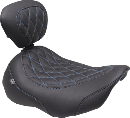 MUSTANG Wide Tripper™ Seat - Solo - Sky Blue Stitching - FLT/FLH '23-'25 89503SB