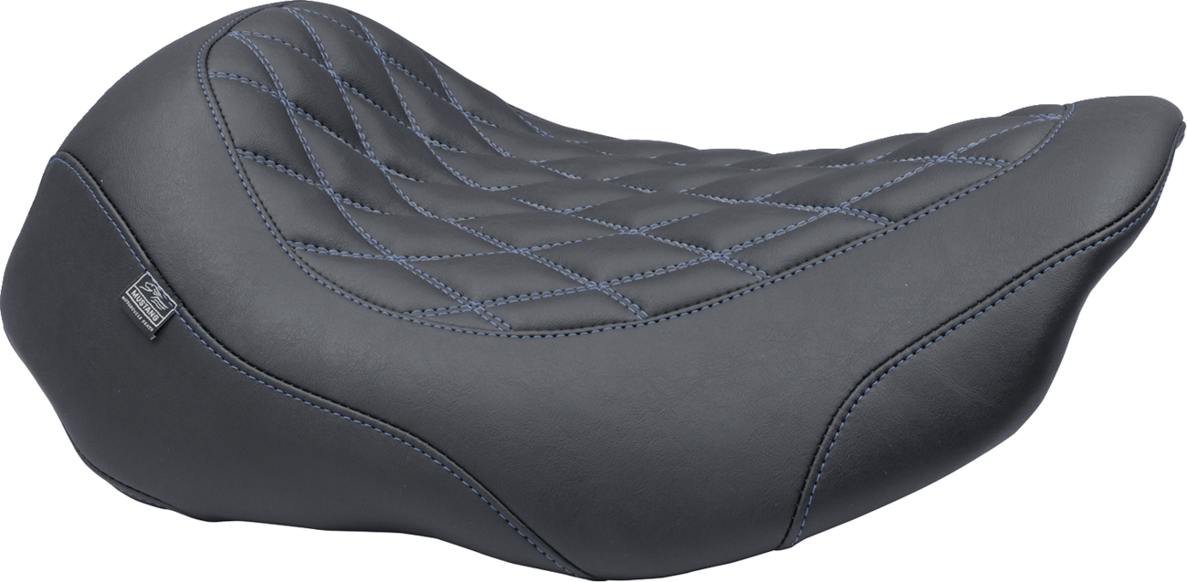 MUSTANG Wide Tripper™ Seat - Solo - Sky Blue Stitching - FLT/FLH '23-'25 88503SB