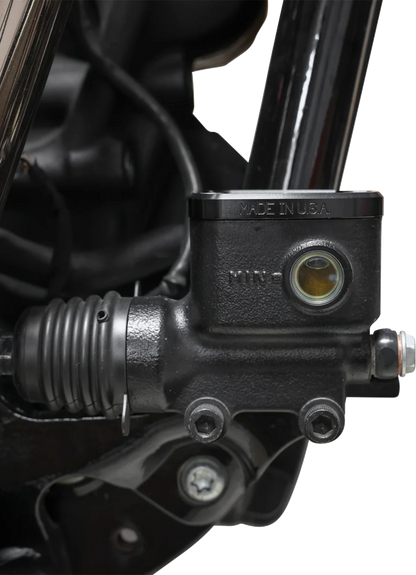 THRASHIN SUPPLY CO. Brake Reservoir Cap - Rear - Black - Twice Cut - '18+ Softail TSC-3177-4