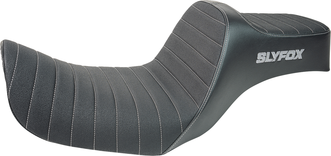 SLYFOX High Noon Seat - Vinyl - Classic Stitch - Gray Logo - Dyna '12-'16 4694B-slyfox