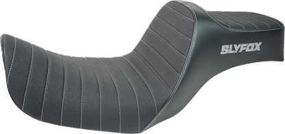 SLYFOX High Noon Seat - Vinyl - Classic Stitch - Gray Logo - Dyna '12-'16 4694B-slyfox