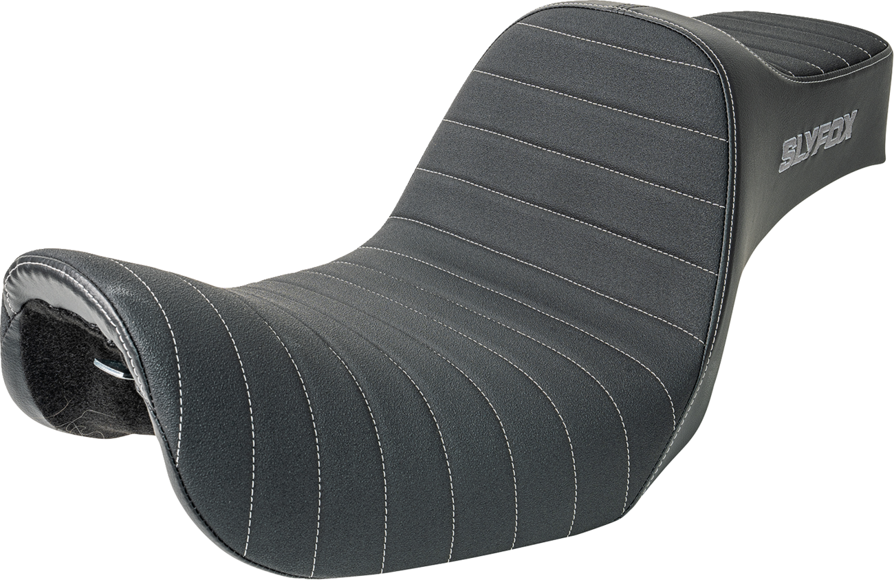 SLYFOX High Noon Seat - Vinyl - Classic Stitch - Gray Logo - Dyna '12-'16 4694B-slyfox