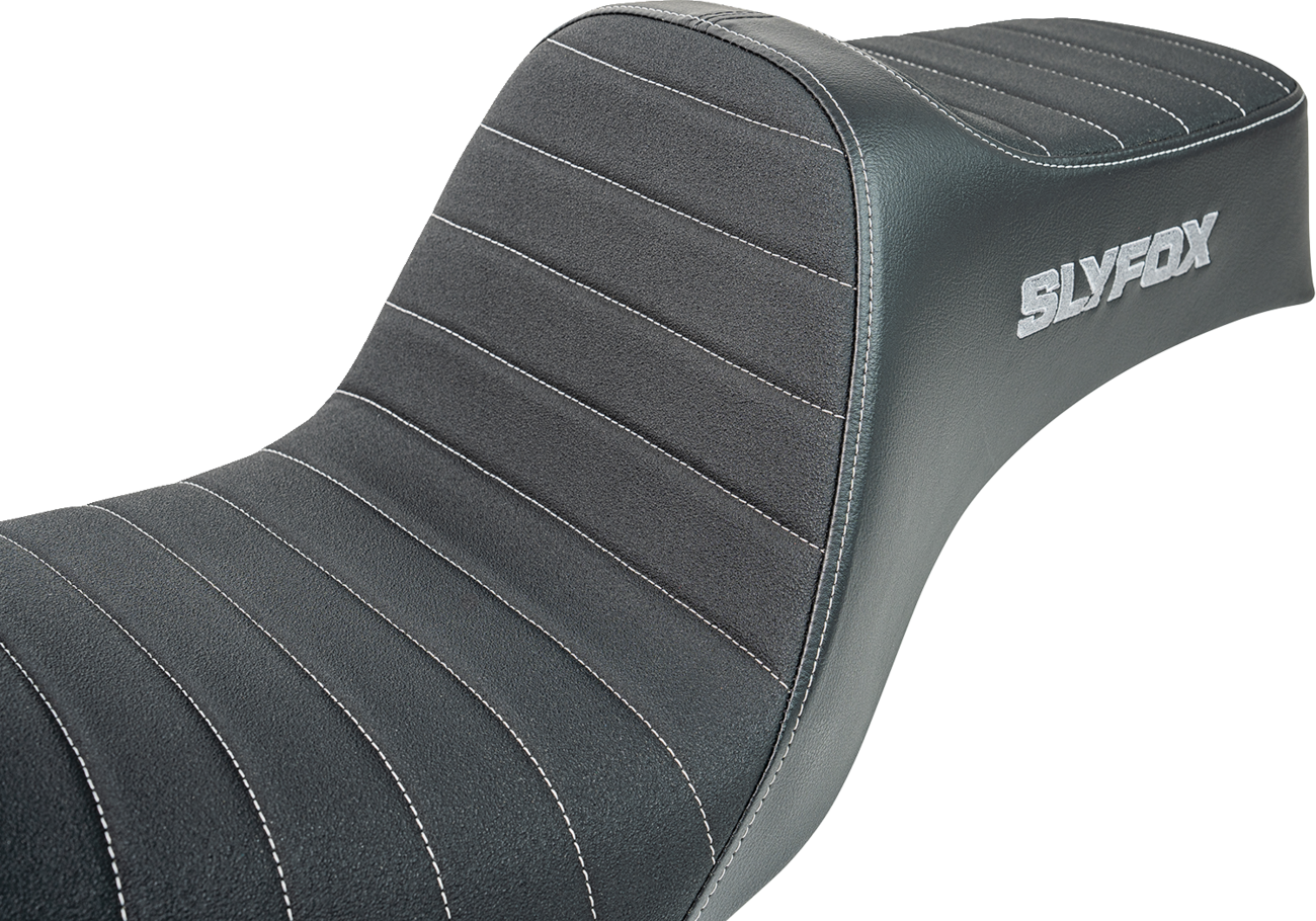 SLYFOX High Noon Seat - Vinyl - Classic Stitch - Gray Logo - Dyna '12-'16 4694B-slyfox