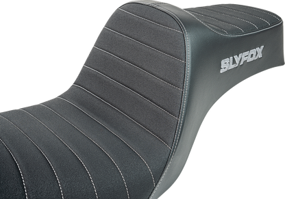 SLYFOX High Noon Seat - Vinyl - Classic Stitch - Gray Logo - Dyna '12-'16 4694B-slyfox