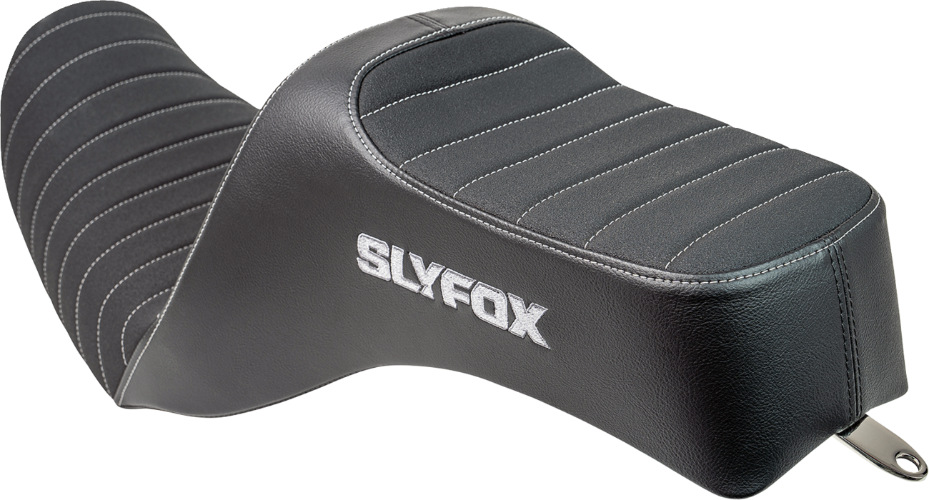 SLYFOX High Noon Seat - Vinyl - Classic Stitch - Gray Logo - Dyna '12-'16 4694B-slyfox