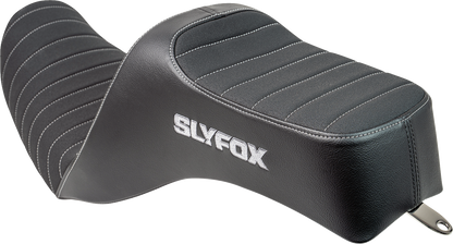 SLYFOX High Noon Seat - Vinyl - Classic Stitch - Gray Logo - Dyna '12-'16 4694B-slyfox