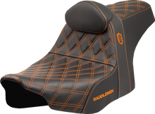 SADDLEMEN Pro Series SDC Performance Seat - Orange Stitching - w/ Backrest - FLT/FLH '23-'25 SC82307DB3
