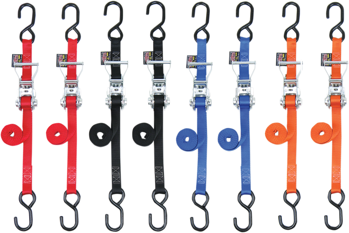 POWERTYE MFG. Ratchet Tie-Downs - 1" x 6' - Red 32271