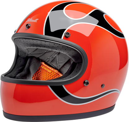 BILTWELL Gringo Helmet - Flames - Competition Orange - 2XL 1002-593-506