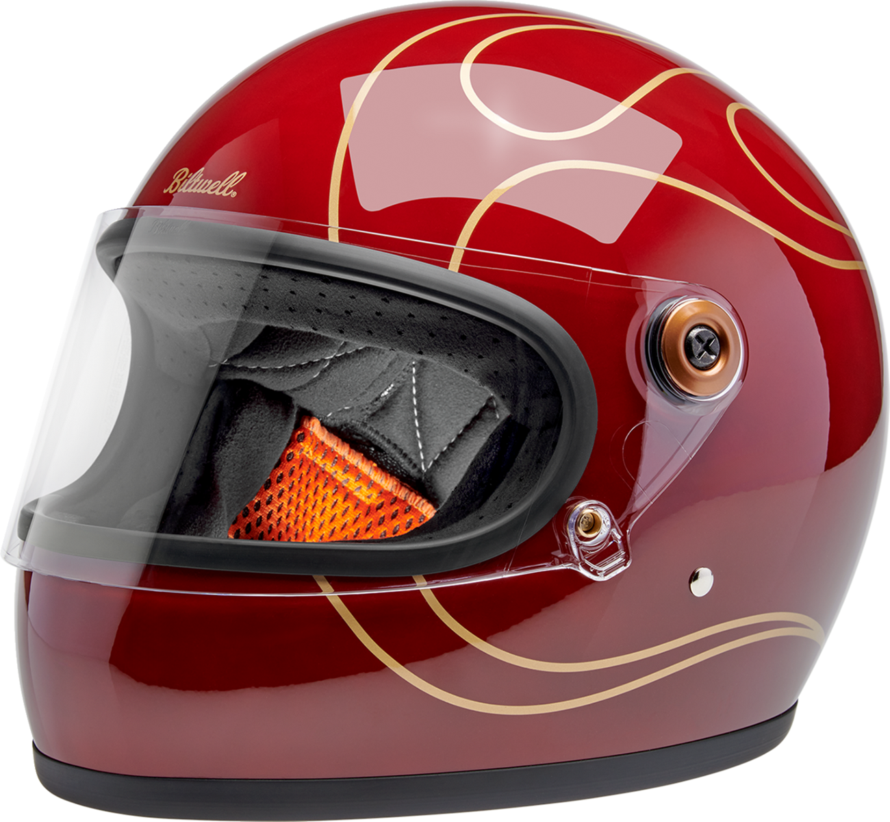 BILTWELL Gringo S Helmet - Flames - Gloss Garnet Red - XS 1003-594-501