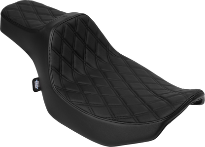 DRAG SPECIALTIES SEATS Extended Reach Predator III Seat - Vinyl - Black Double Diamond Stitch - FLH/FLT '23-'25 4706B