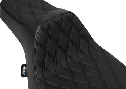 DRAG SPECIALTIES SEATS Extended Reach Predator III Seat - Vinyl - Black Double Diamond Stitch - FLH/FLT '23-'25 4706B