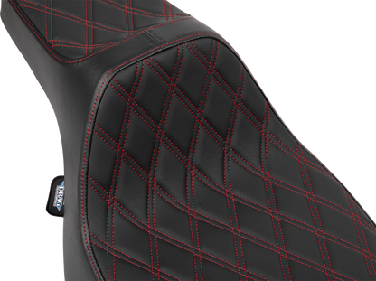 DRAG SPECIALTIES SEATS Extended Reach Predator III Seat - Vinyl - Red Double Diamond Stitch - FLT/FLH '23-'25 4706D