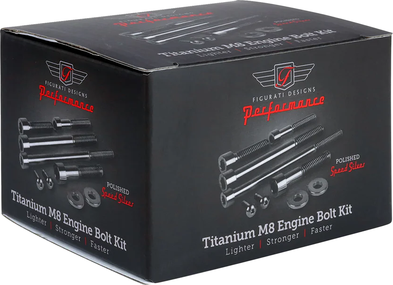 FIGURATI DESIGNS Engine Bolt Kit - Titanium/Speed Silver - M8 FD100-M8-TBOLT-SS