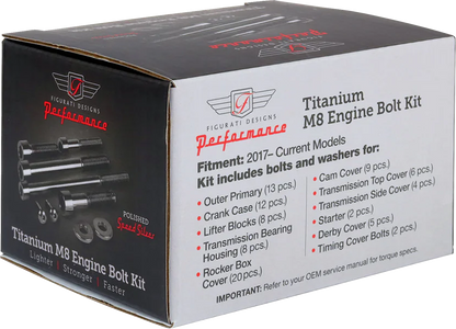 FIGURATI DESIGNS Engine Bolt Kit - Titanium/Speed Silver - M8 FD100-M8-TBOLT-SS