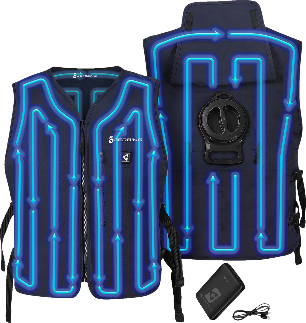 GERBING HEATED CLOTHING 5V Touch Button Circulatory Cooling Vest - Blue GER-CV-5V-N-OS