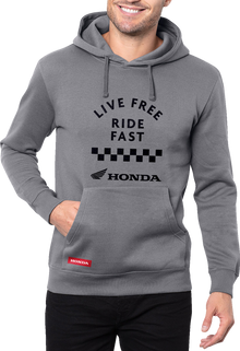 HONDA APPAREL Honda Live Free Ride Fast Hoodie - Gray - Medium LEM25S-M57-M