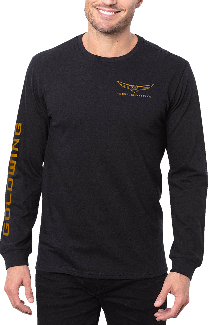 HONDA APPAREL Goldwing Long-Sleeve T-Shirt - Black/Gold - Medium LEM25S-M52-M