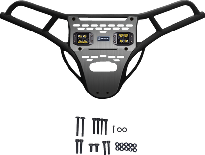 RAVEK Front Bumper/Skid Plate with Amber Lights - Black - RZR XP 1000 64-317BKLA
