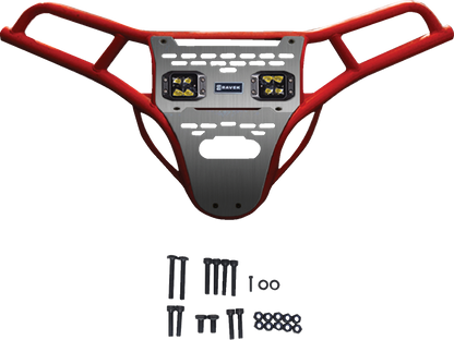 RAVEK Front Bumper/Skid Plate with Amber Lights - Red - RZR XP 1000 64-317RDLA