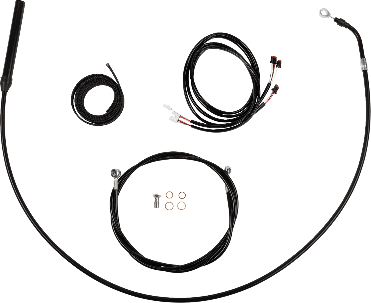 LA CHOPPERS Complete Plug-and-Play Cable Kit - Upper - 15" - 17" Handlebars - '21-'22 FLH - Black LA-8062KT3-16B