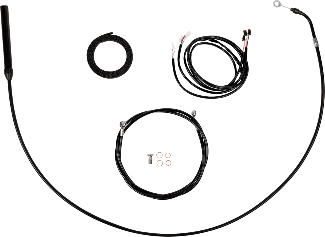 LA CHOPPERS Complete Plug-and-Play Cable Kit - Upper - 18" - 20" Handlebars - '21-'22 FLH - Black LA-8062KT3-19B