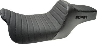 SLYFOX Highnoon Seat - Vinyl - Classic Stitch - Black Logo - FLH/FLT '08-'24 4710A-SlyFox