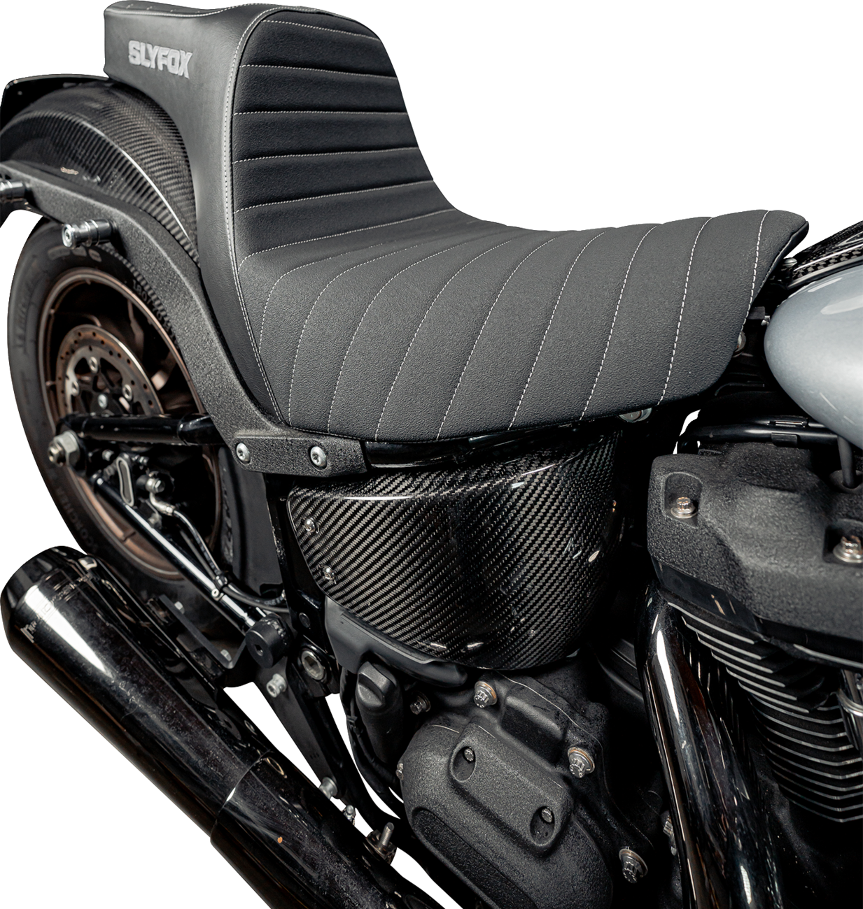 SLYFOX High Noon Seat - Vinyl - Classic Stitch - Silver Logo - FL/FX '18-'24 4701B-slyfox