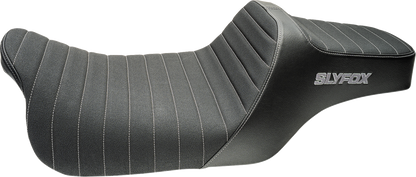 SLYFOX Highnoon Seat - Vinyl - Classic Stitch - Silver Logo - FLH/FLT '08-'24 4710B-SlyFox